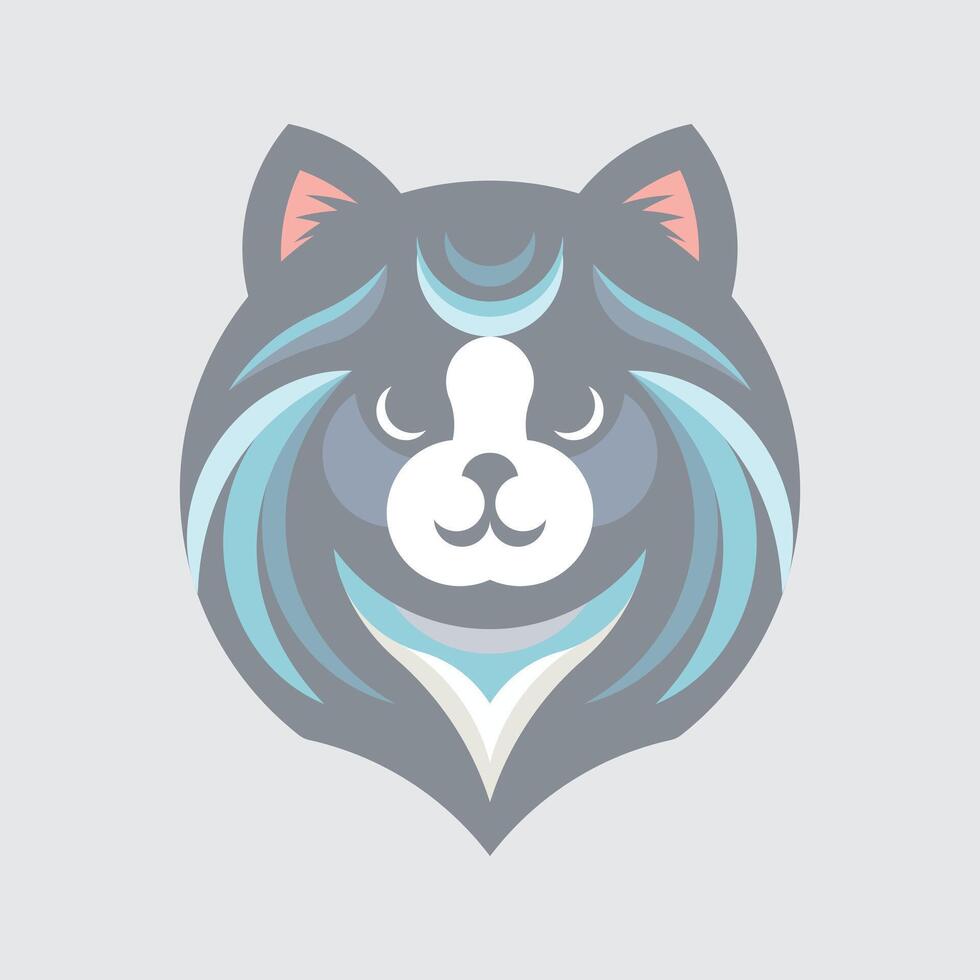 an elegant cat head emblem logo vector