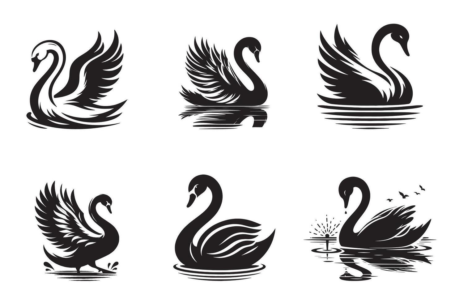 Black And White Swan Images vector