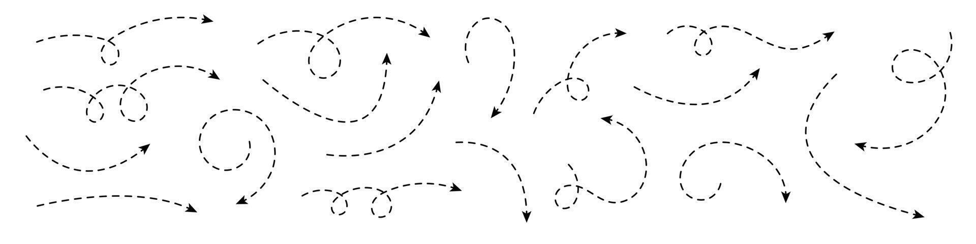 Curved dotted arrow. Zigzag arrow stripes design with dotted lines. vector