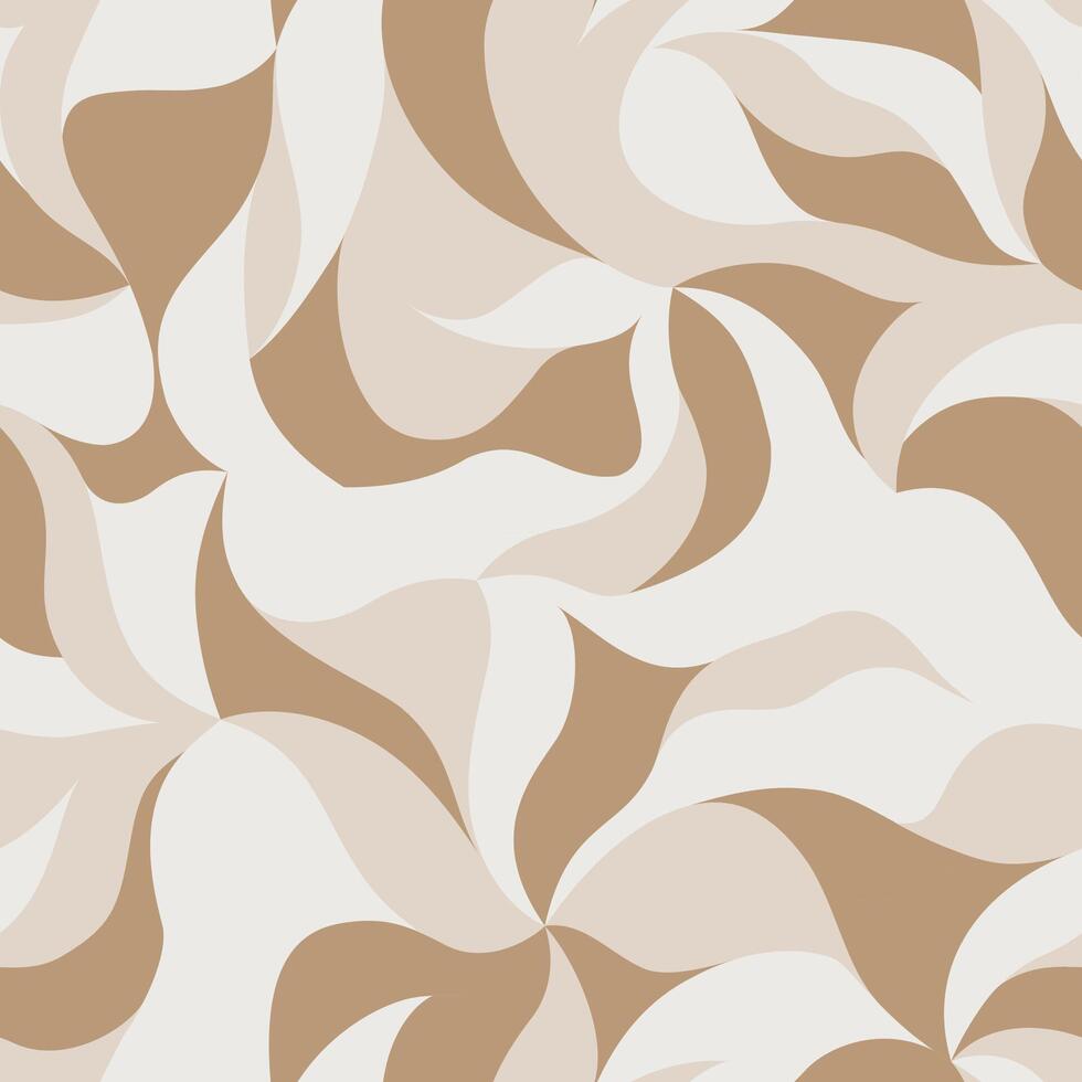 Floral abstract light beige and brown seamless texture. Background for textile, wrapping, paper. Swirling waves pattern. Delicate nature leaf wallpapers vector