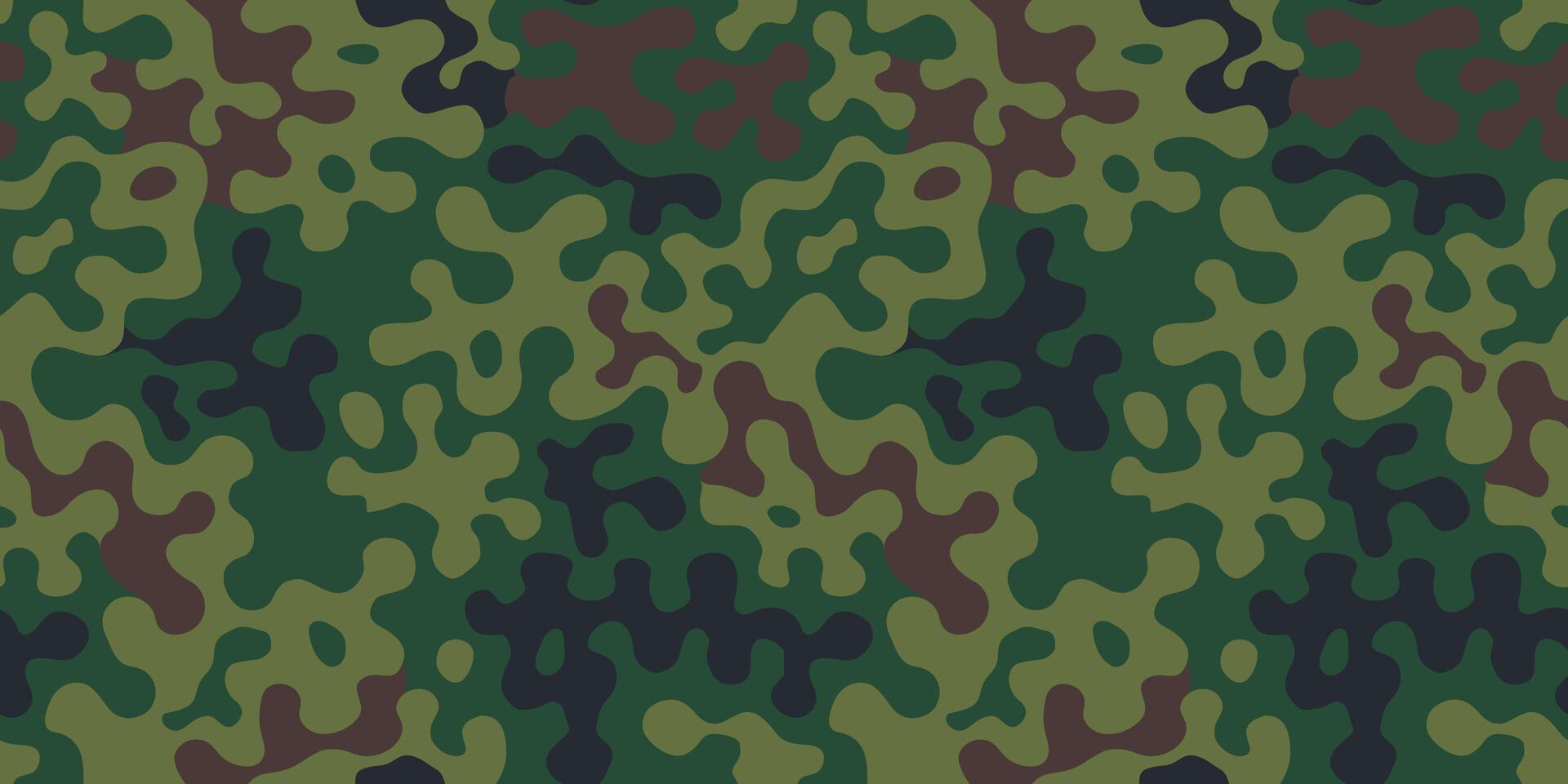 Camouflage khaki green background, camo seamless pattern. Classic military clothing style vector