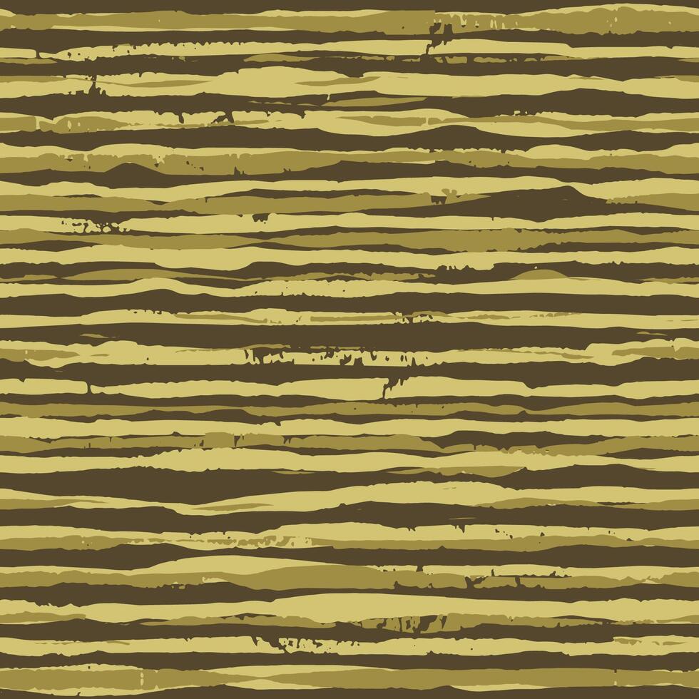 Abstract gouache paint texture, brown and yellow brush strokes. Horizontal stripes smear grunge camouflage, seamless pattern. Hand drawn lines background vector