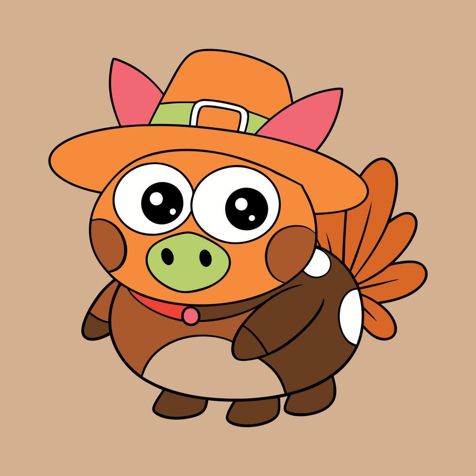 cute cow cartoon wearing hat vector