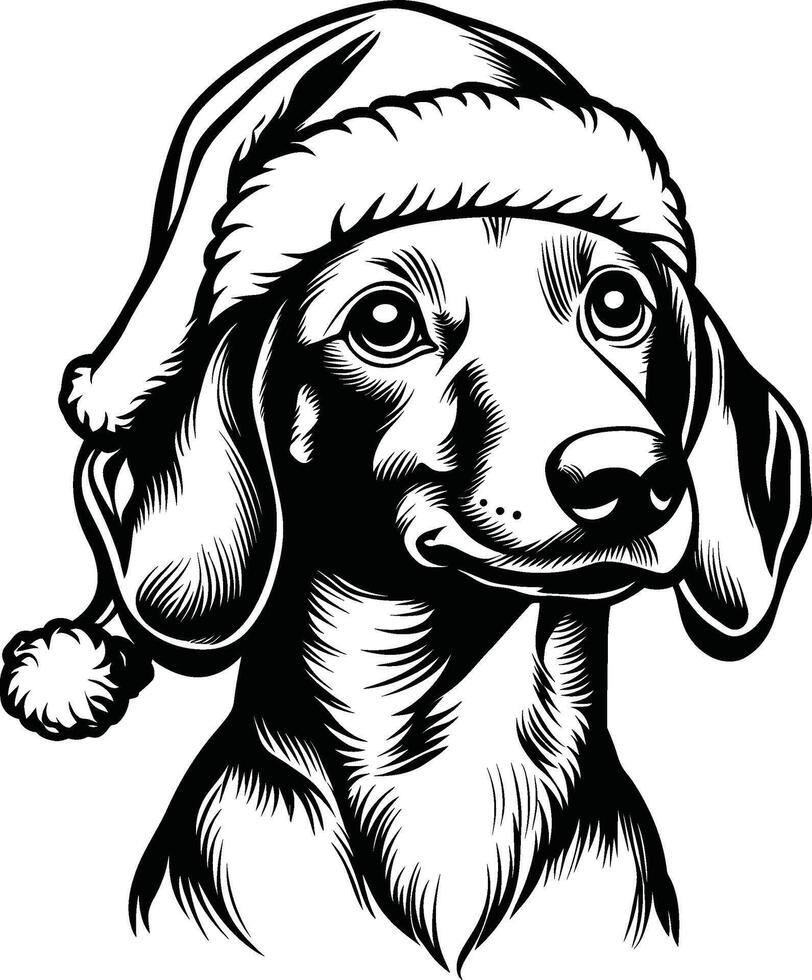 Dachshund dog in santa hat vector
