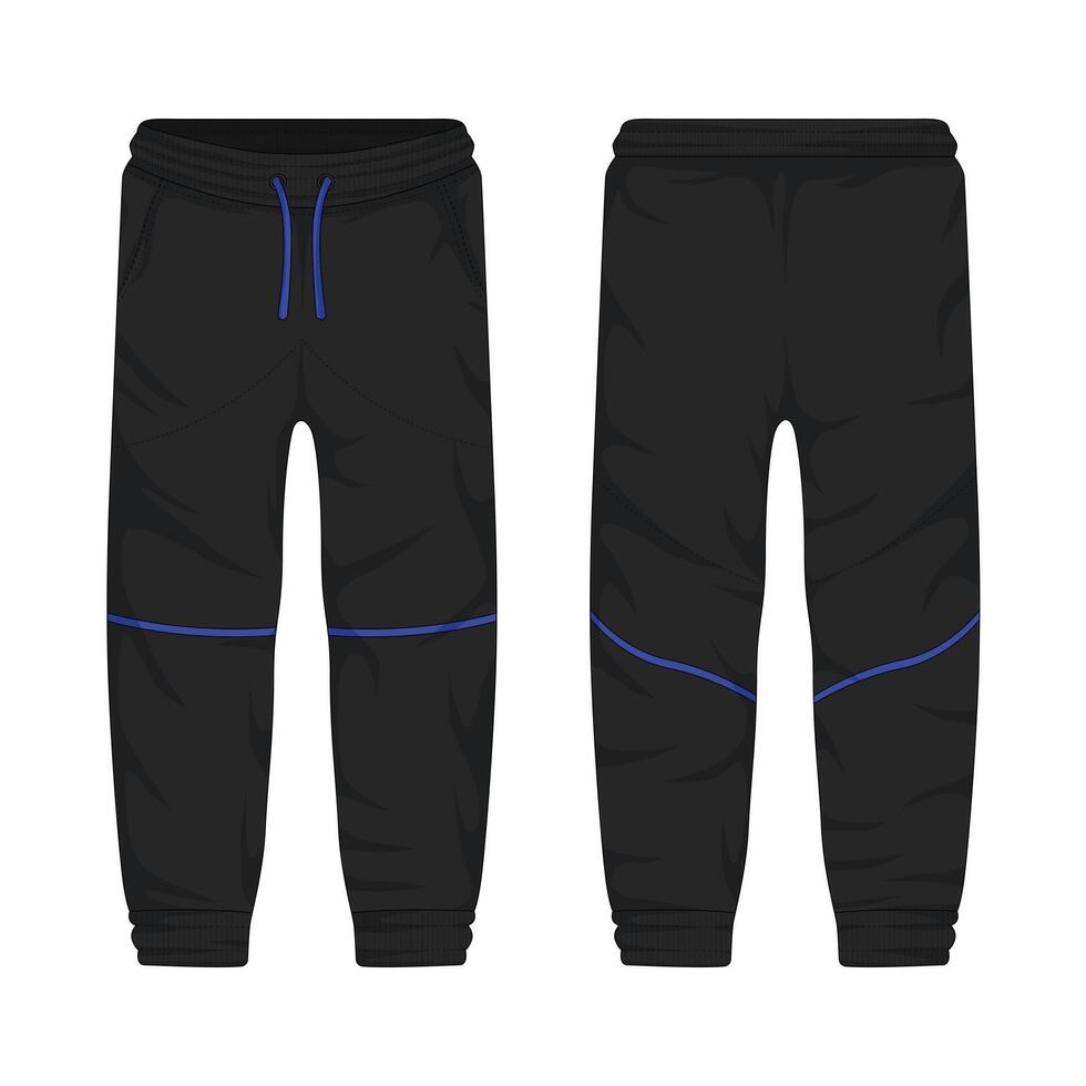 Men sports training pants mockup front and back view vector