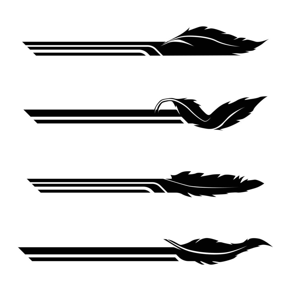 Set of geometric racing stripes and feathers car wrap vinyl stickers vector