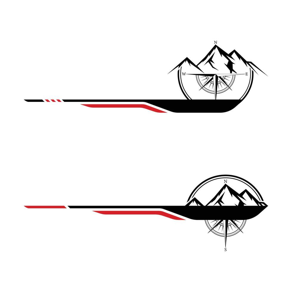 Mountain and compass adventure style car wrap sticker vector