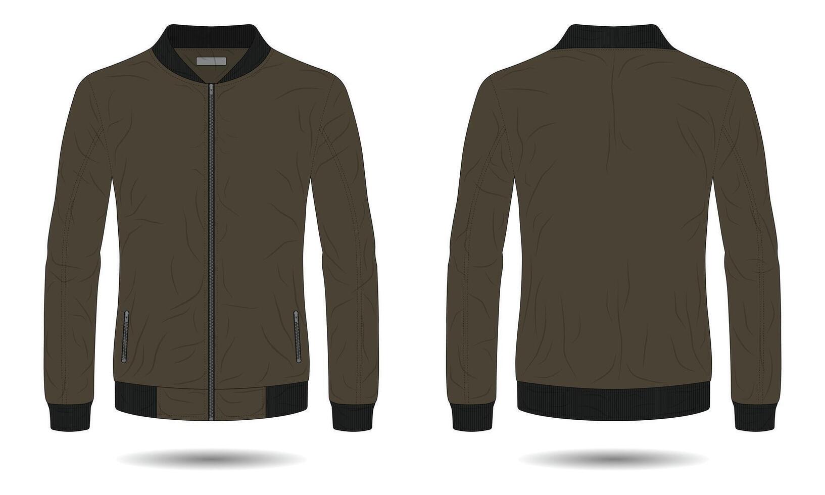 Brown bomber jacket mockup front and back view vector