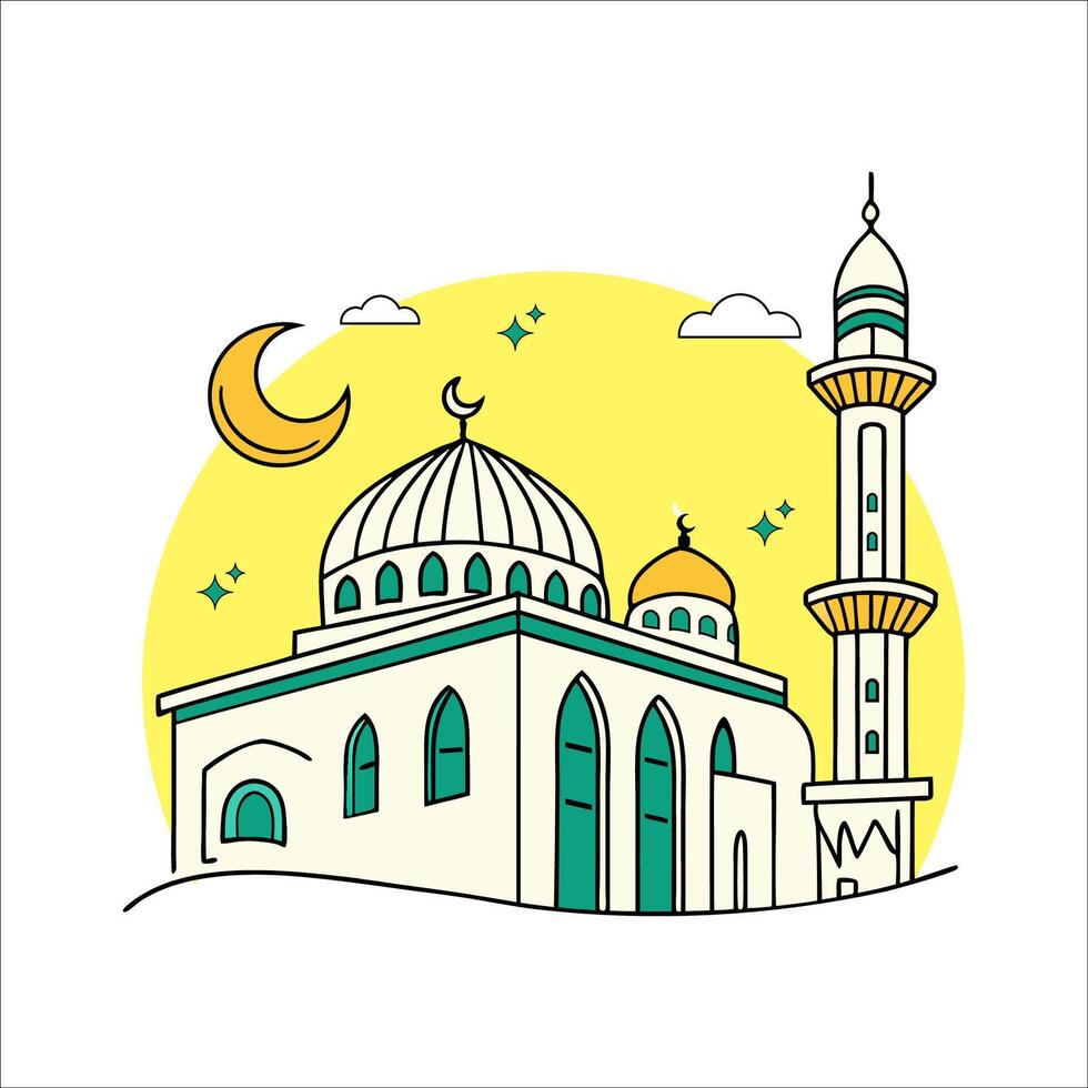 Flat design islamic mosque illustration vector