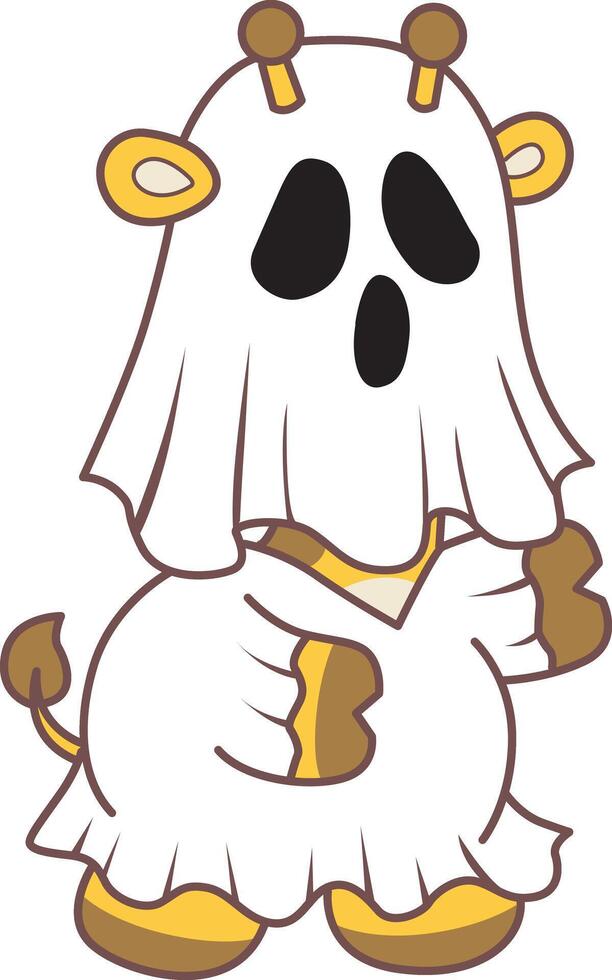 A giraffe wearing a spooky costume. Halloween set Stock Illustrations of Baby Giraffe. Cute giraffe animals with halloween theme. vector