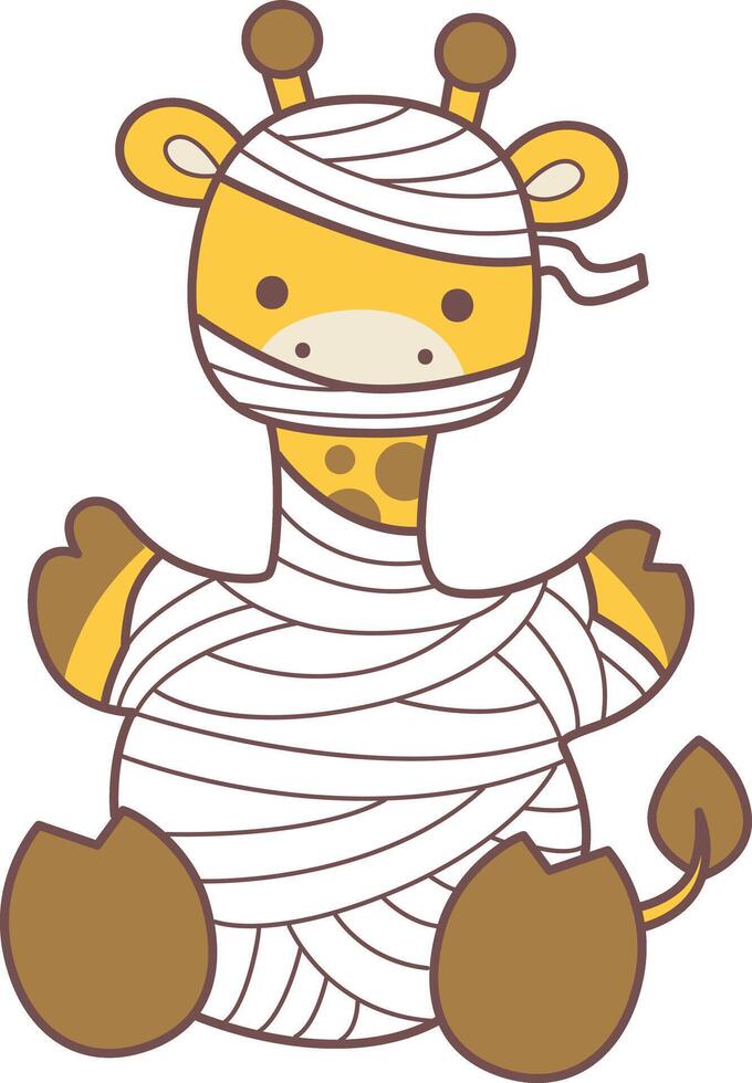 A baby giraffe like a mummy. Halloween set Stock Illustrations of Baby Giraffe. Cute giraffe animals with halloween theme. vector