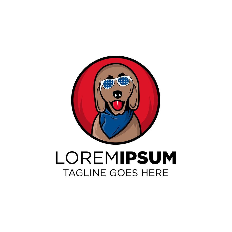 design of dog logo template. dog use sunglasses vector
