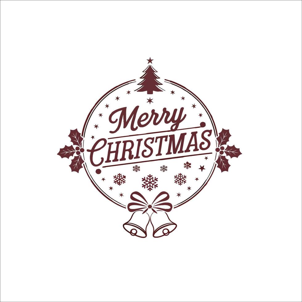 Classic Christmas Greeting with Retro Typography and Pine Tree Background vector