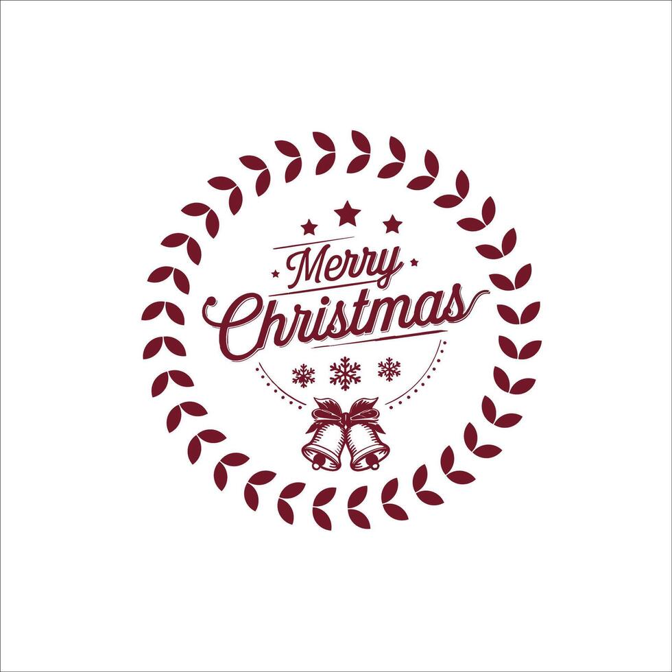 Vintage Holiday Card with Emphasized Merry Banner and Pine Trees vector