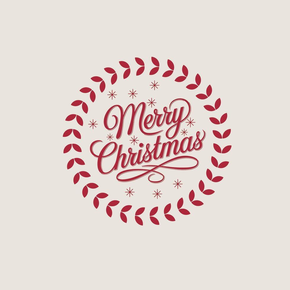 Decorative Merry Christmas Typography with Stars Foliage vector
