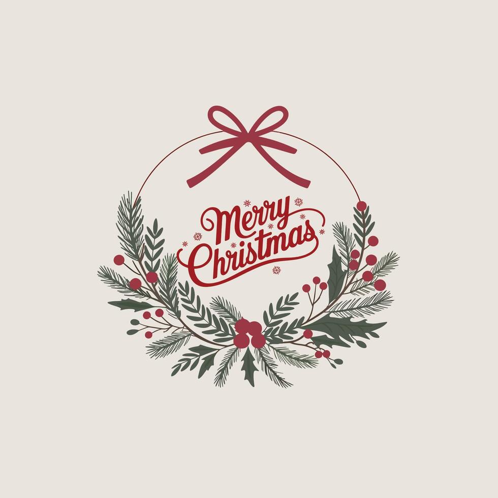 Classic Red Christmas Typography for Greeting Cards Social Media vector