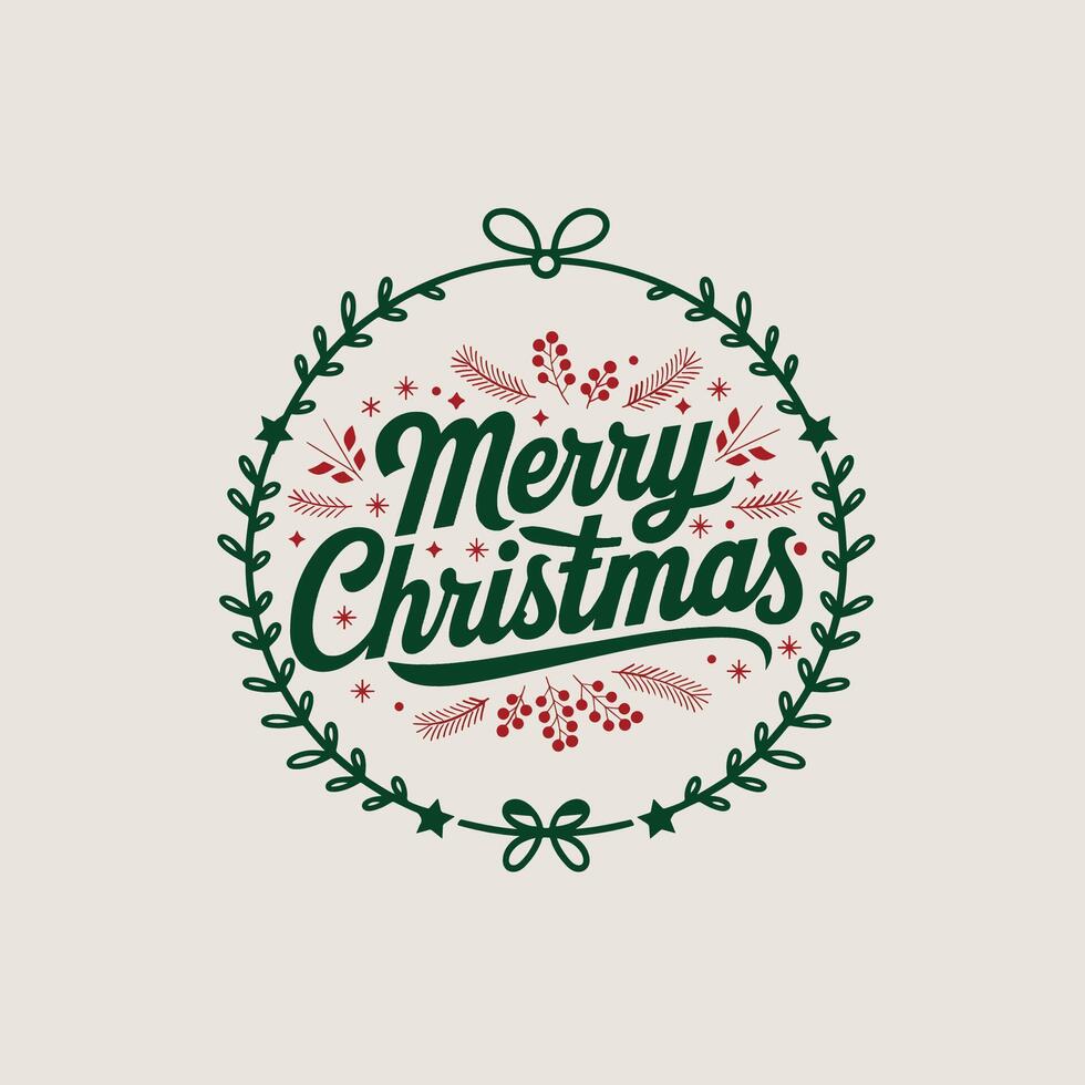 Beautiful Monochrome Christmas Greeting in Rich Red Tones vector