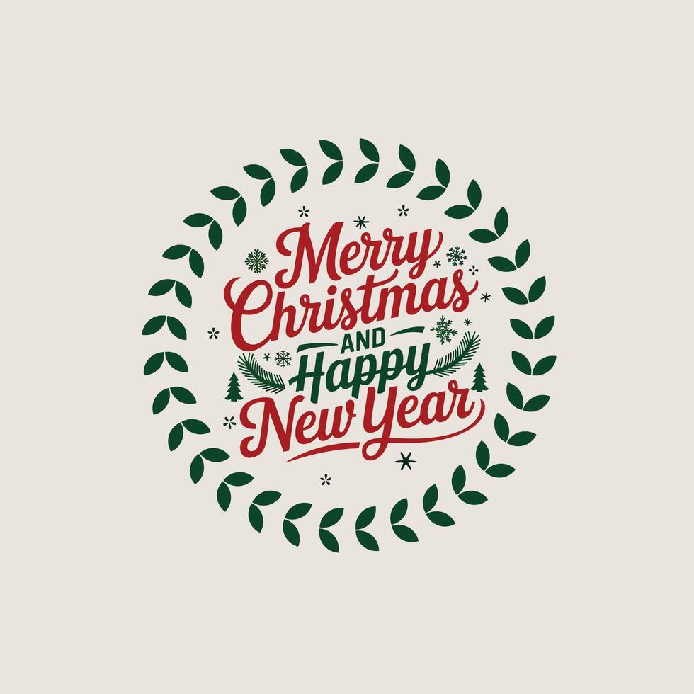 Elegant Merry Christmas Typography with Festive Holiday Elements vector