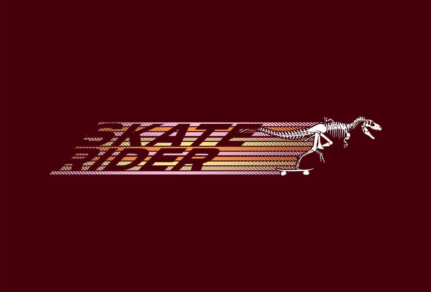 Fossil of a skateboarding velociraptor. vector