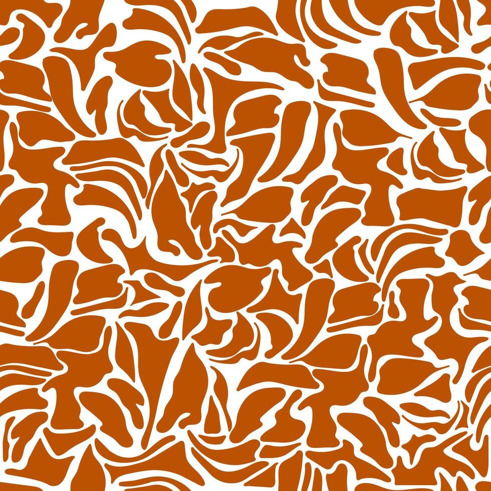 Abstract seamless pattern with organic shapes. Trendy illustration in retro psychedelic style. Wavy liquid distorted shapes. Natural organic plant leaves artwork wallpaper print. Summer texture vector