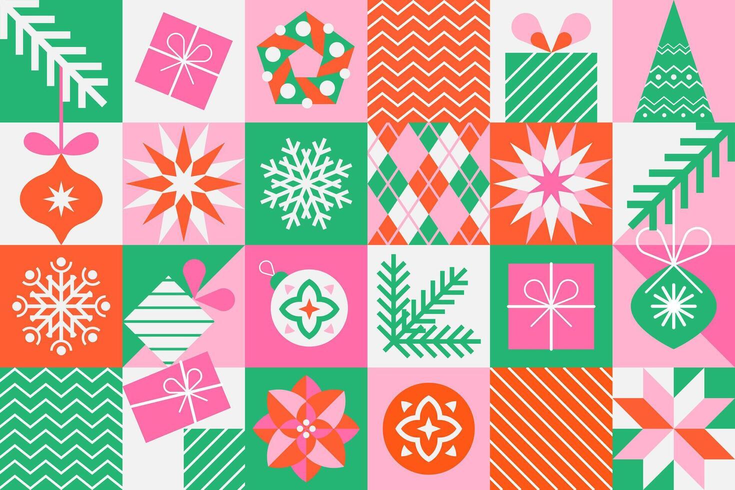 Christmas and New Year icons set. Collection of abstract design elements. Winter holiday season. Trendy design in flat minimalist style. vector