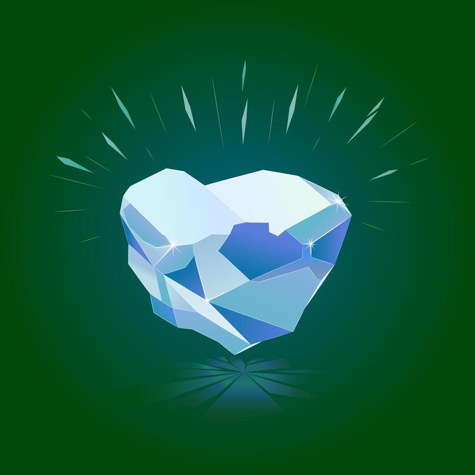 Shining Natural Rough Light Blue Diamond. illustration of uncut blue diamond with unique hue that ranges from soft pastel to rich. vector
