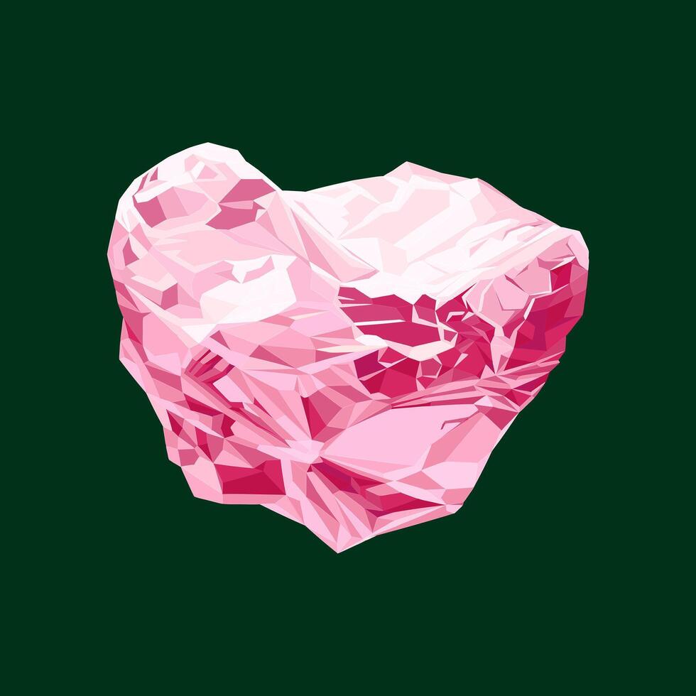Natural Rough Pink Diamond. illustration of uncut pink diamond with unique hue that ranges from soft pastel pink to rich crimson. vector