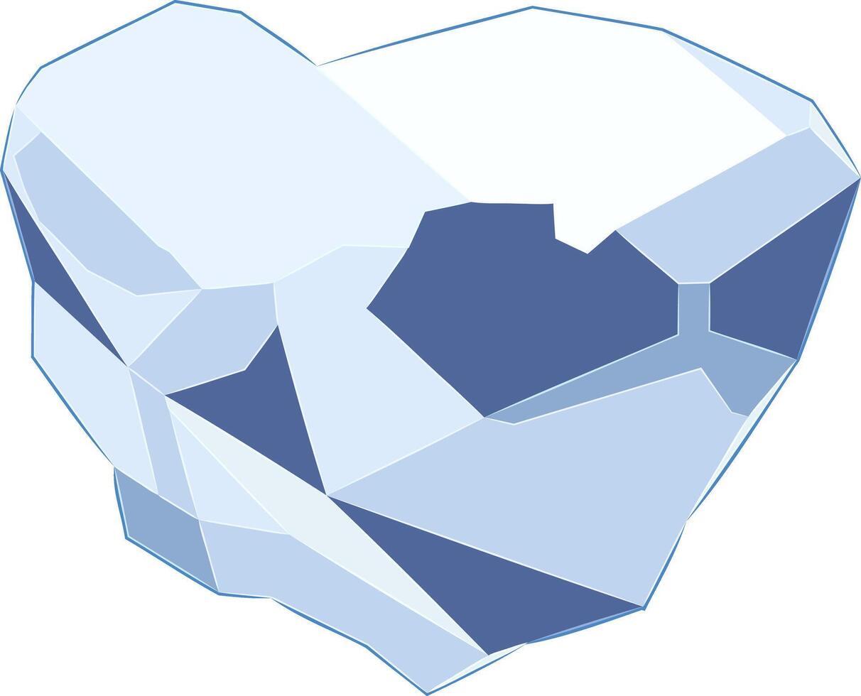 Natural Rough Diamond. illustration of uncut blue diamond Surface of the gemstone is uneven, with rough edges remaining from mining. vector