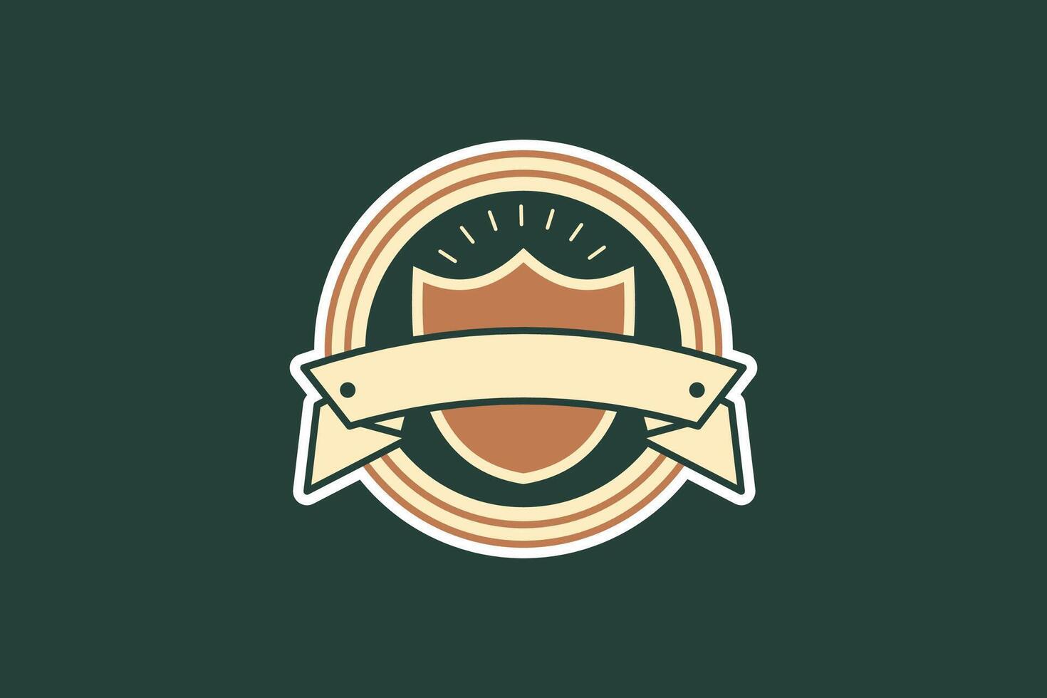 Retro Shield Logo Template, Vintage Style with Banner for Customizable Text, Classic Illustration vector