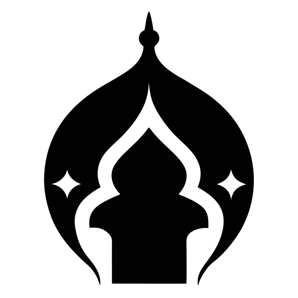 A black and white logo of a mosque vector