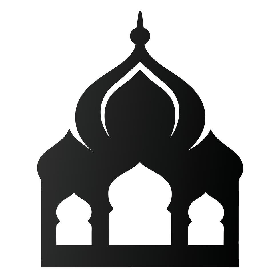 A black and white Moroccan pattern silhouette illustration of a mosque vector