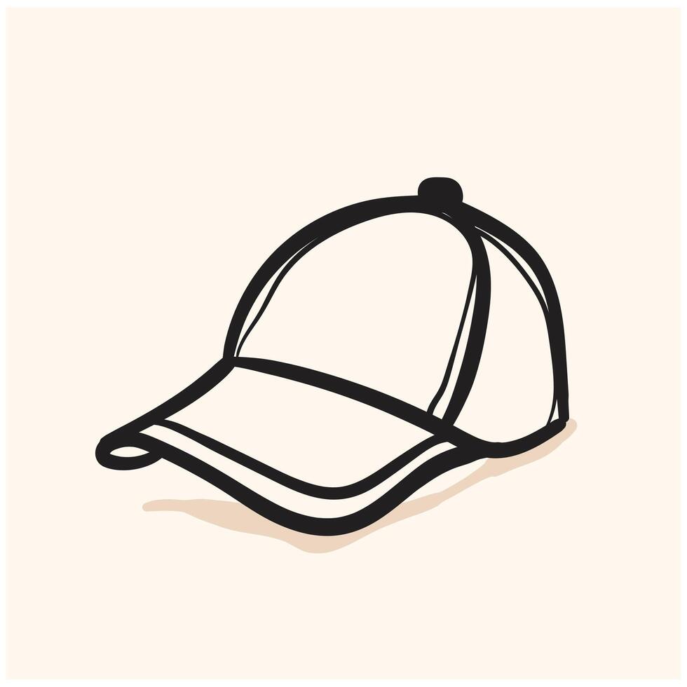 Baseball cap With illustration style doodle and line art vector