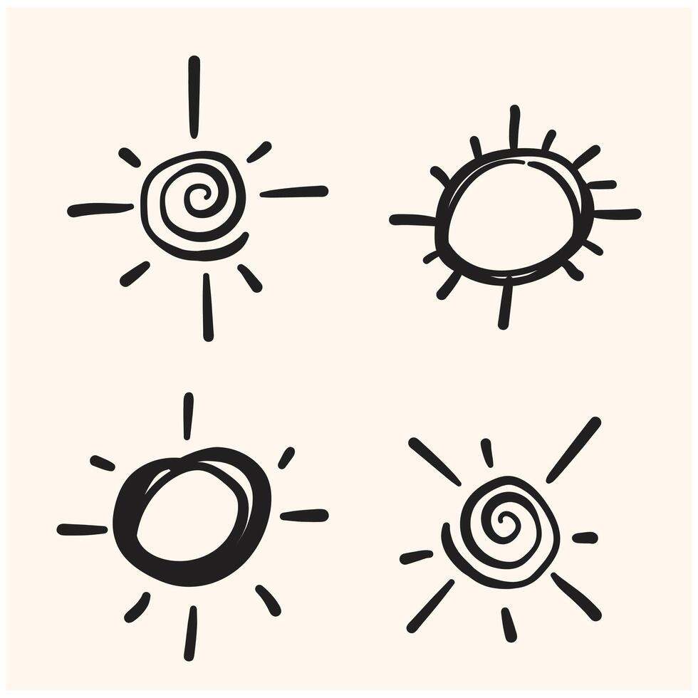 Sun doodle With illustration style doodle and line art vector