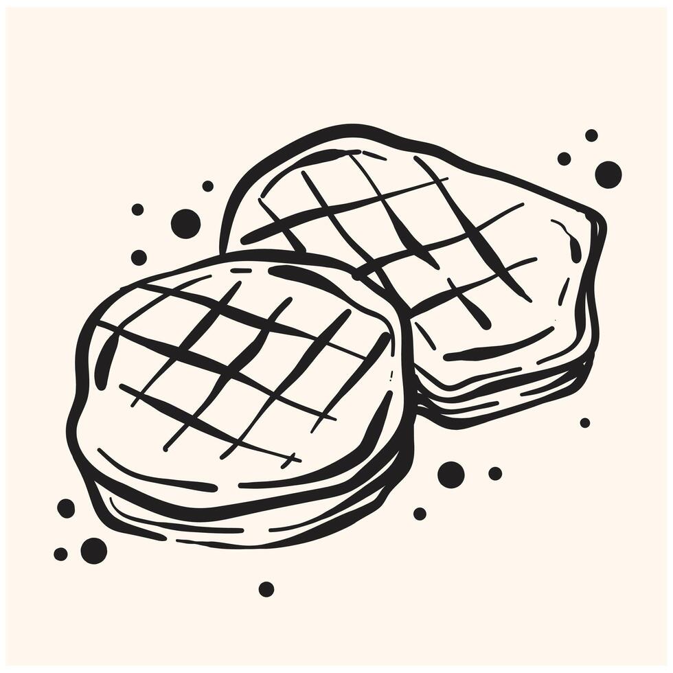 Barbecue grill With illustration style doodle and line art vector