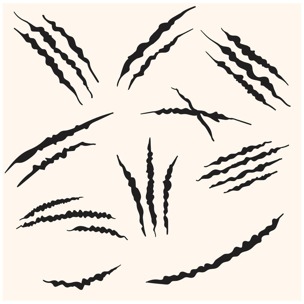 Claws scratches With illustration style doodle and line art vector