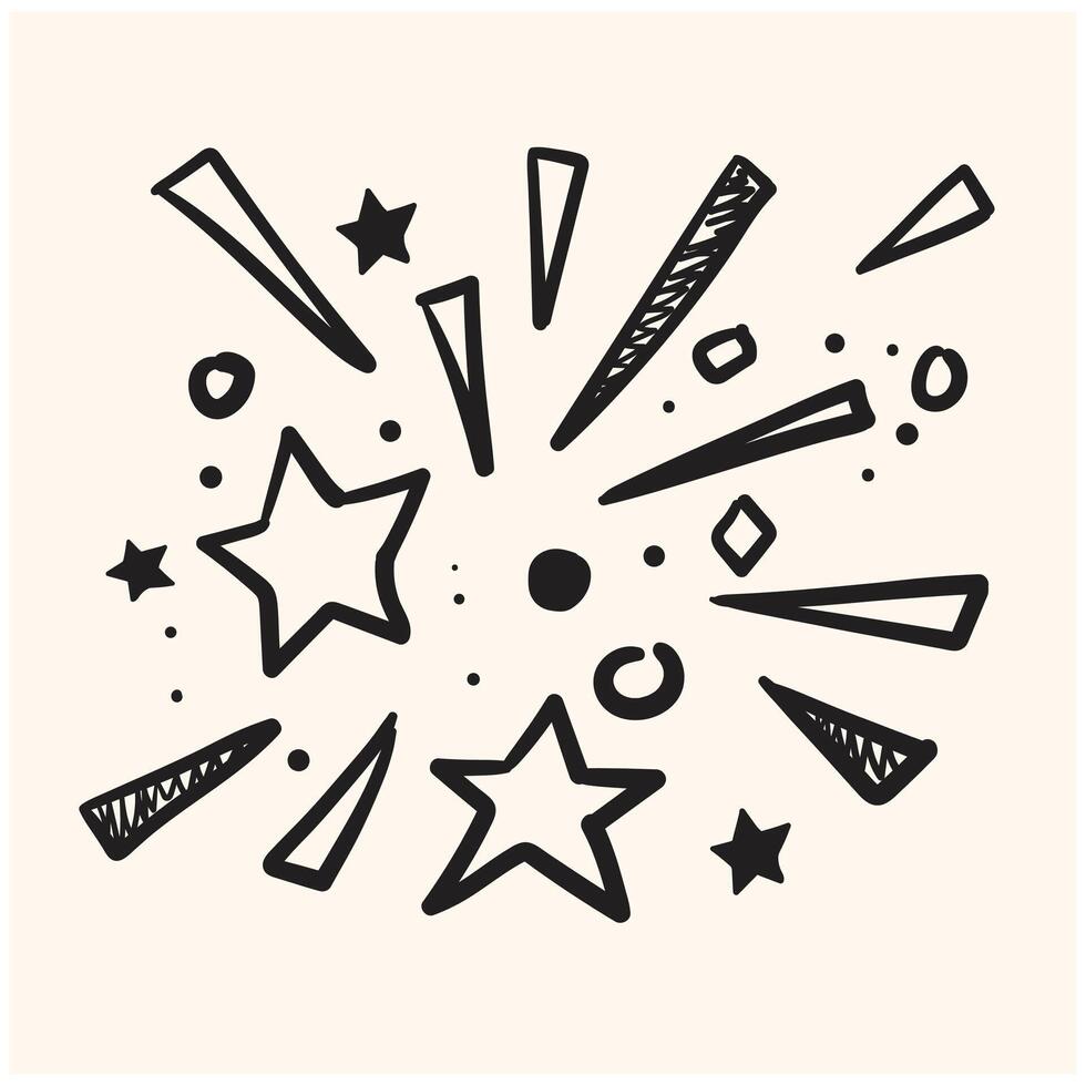 Firework With illustration style doodle and line art vector