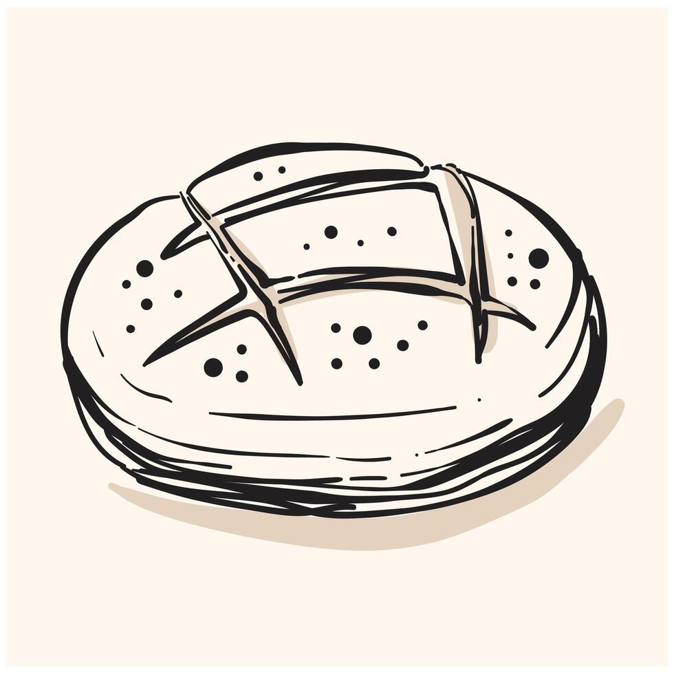Rye bread With illustration style doodle and line art vector