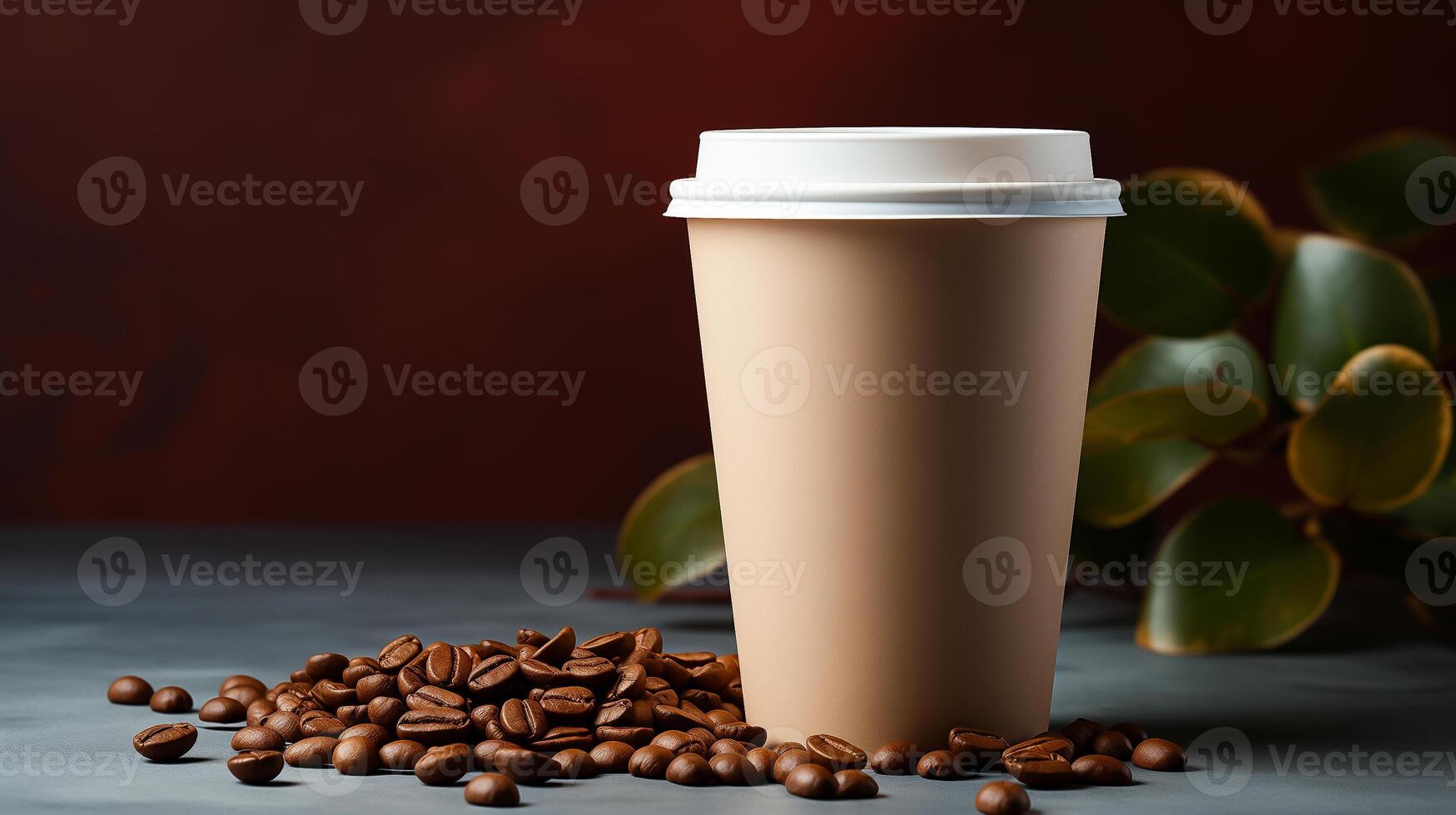 mockup of a plastic coffee cup on a background, space for text photo