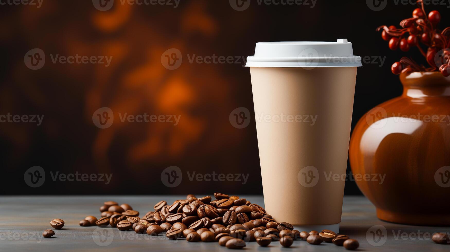 mockup of a plastic coffee cup on a background, space for text photo