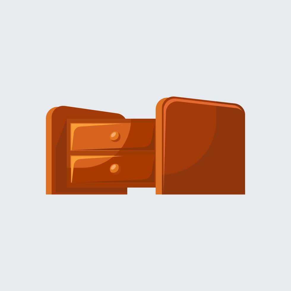 plano ilustración mueble minimalista de madera cabecera mesa vector