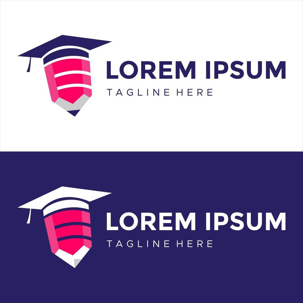 education logo design with the pencil toga symbol and the letter e vector