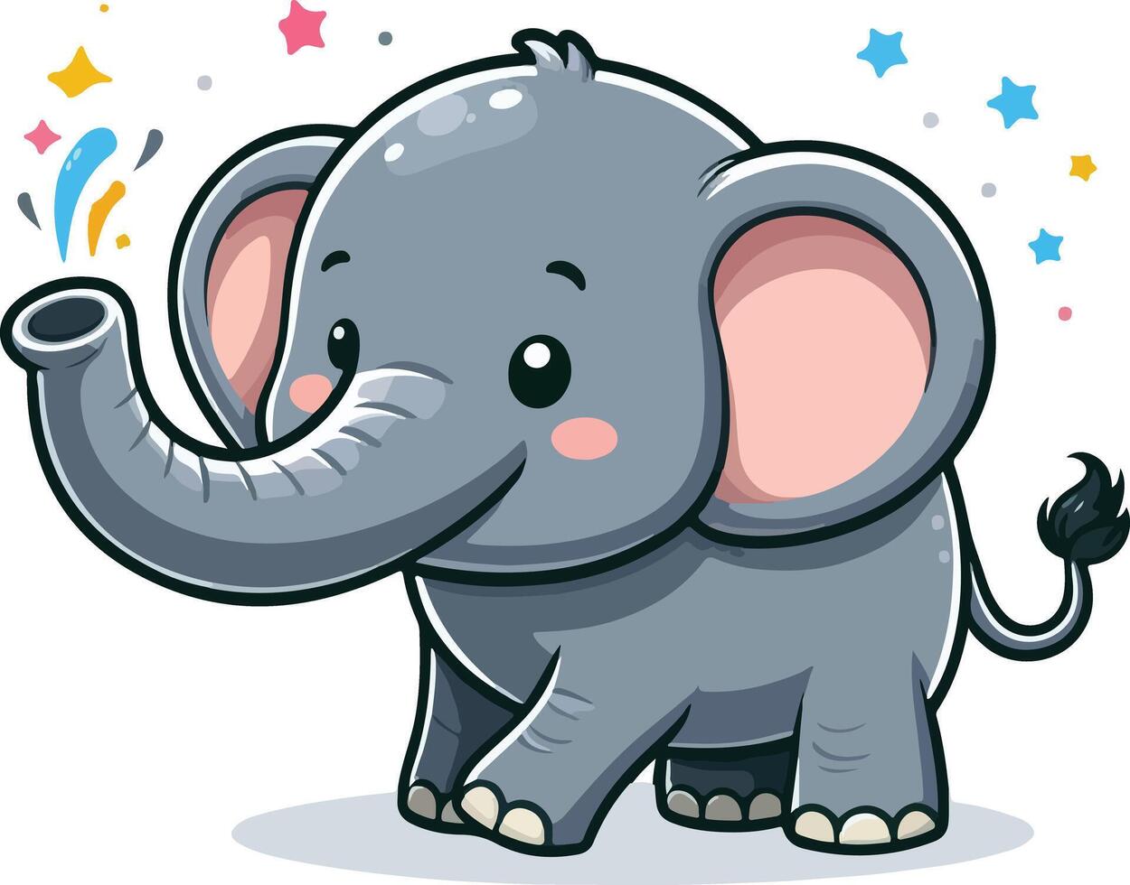 Cute cartoon elephant posing vector