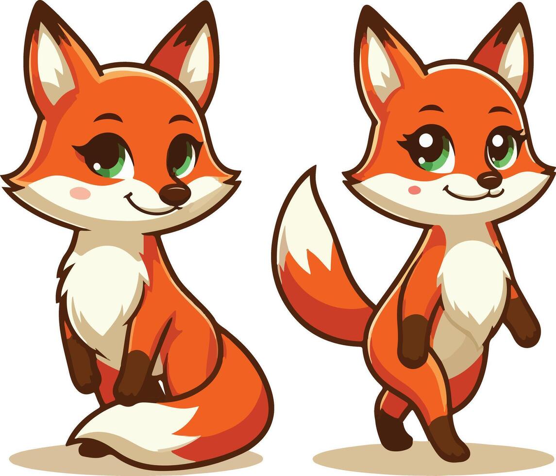 Two foxes playing together vector