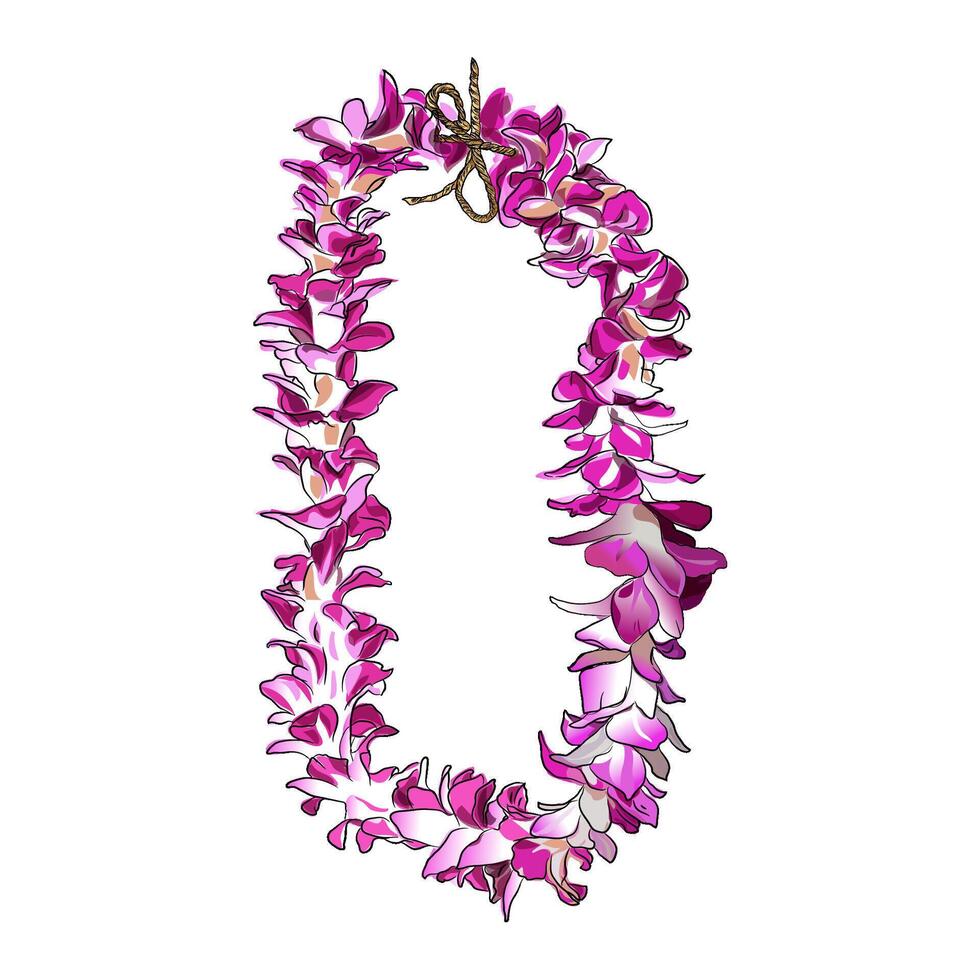 Hawaiian orchid lie purple flower hand drawing illustration vector