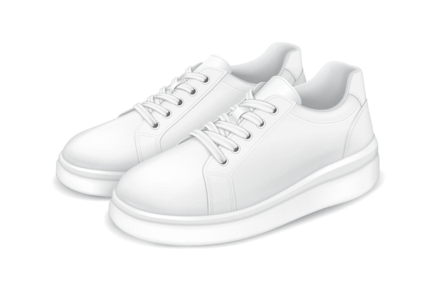 Contemporary sneakers realistic illustration. Dynamic footwear with minimalistic design for active lifestyle 3d model on white background vector
