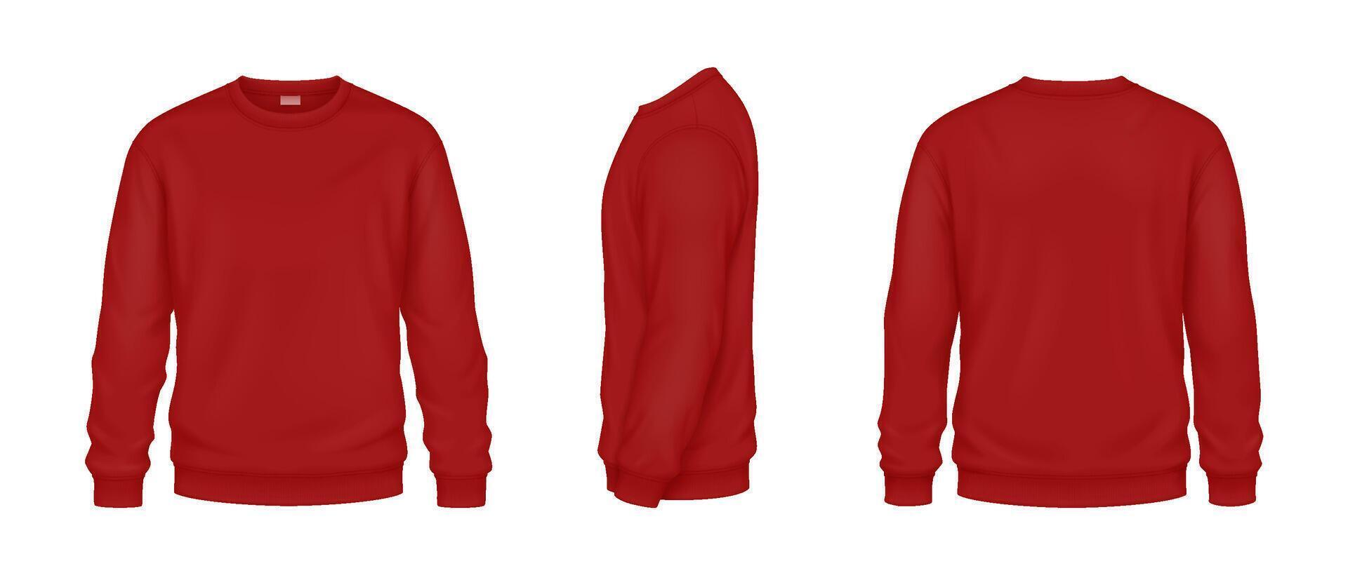 Modern sweatshirts of terracotta color mockup illustrations set. Warm clothing for cool autumn template 3d model on white background vector