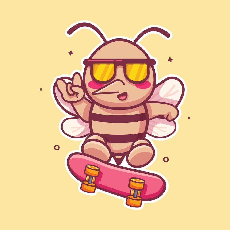 cool mosquito animal character mascot playing skateboard isolated cartoon vector