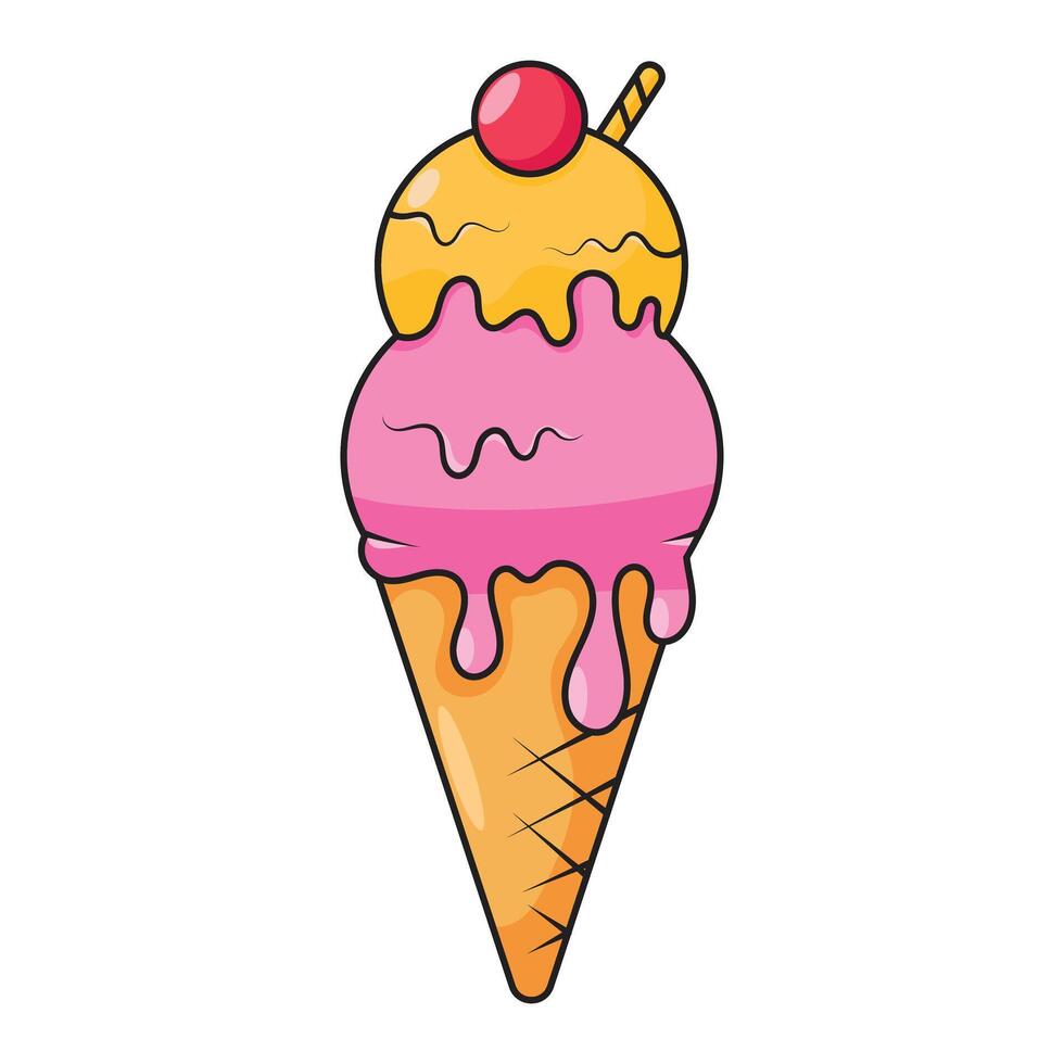 Ice Cream Cone Illustration. vector