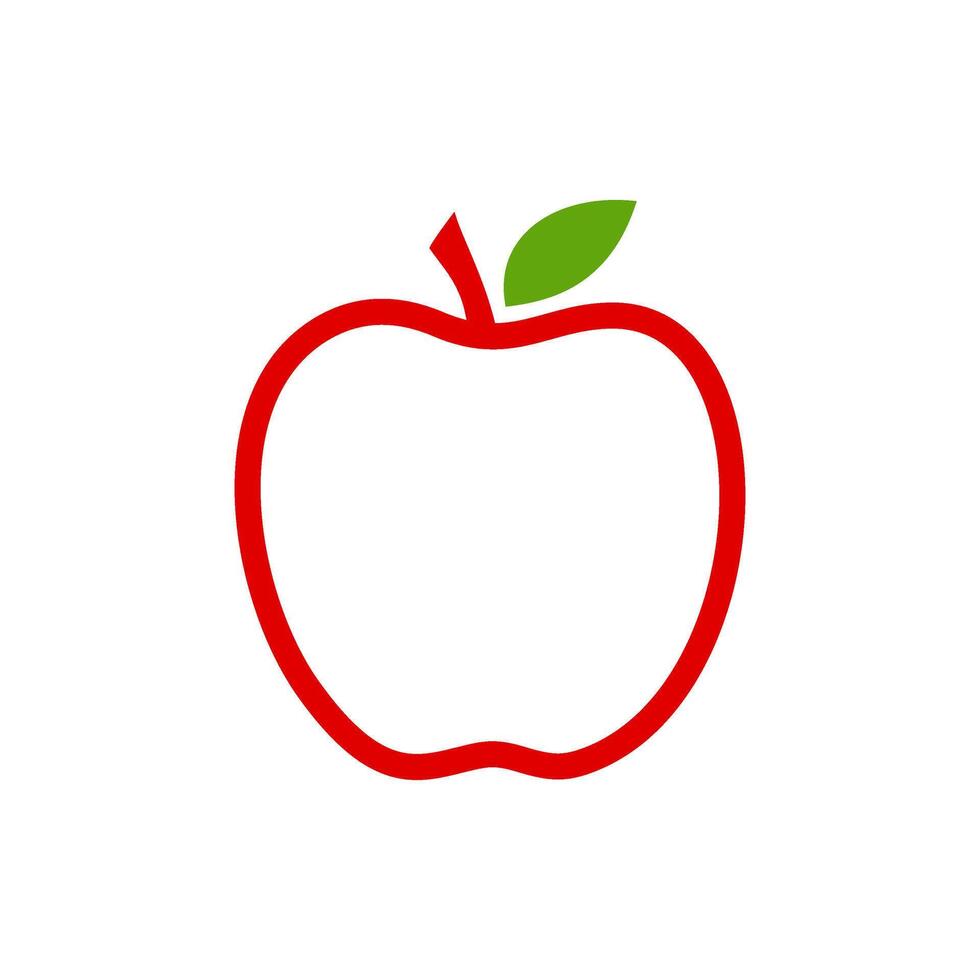 line art apple red logo vector