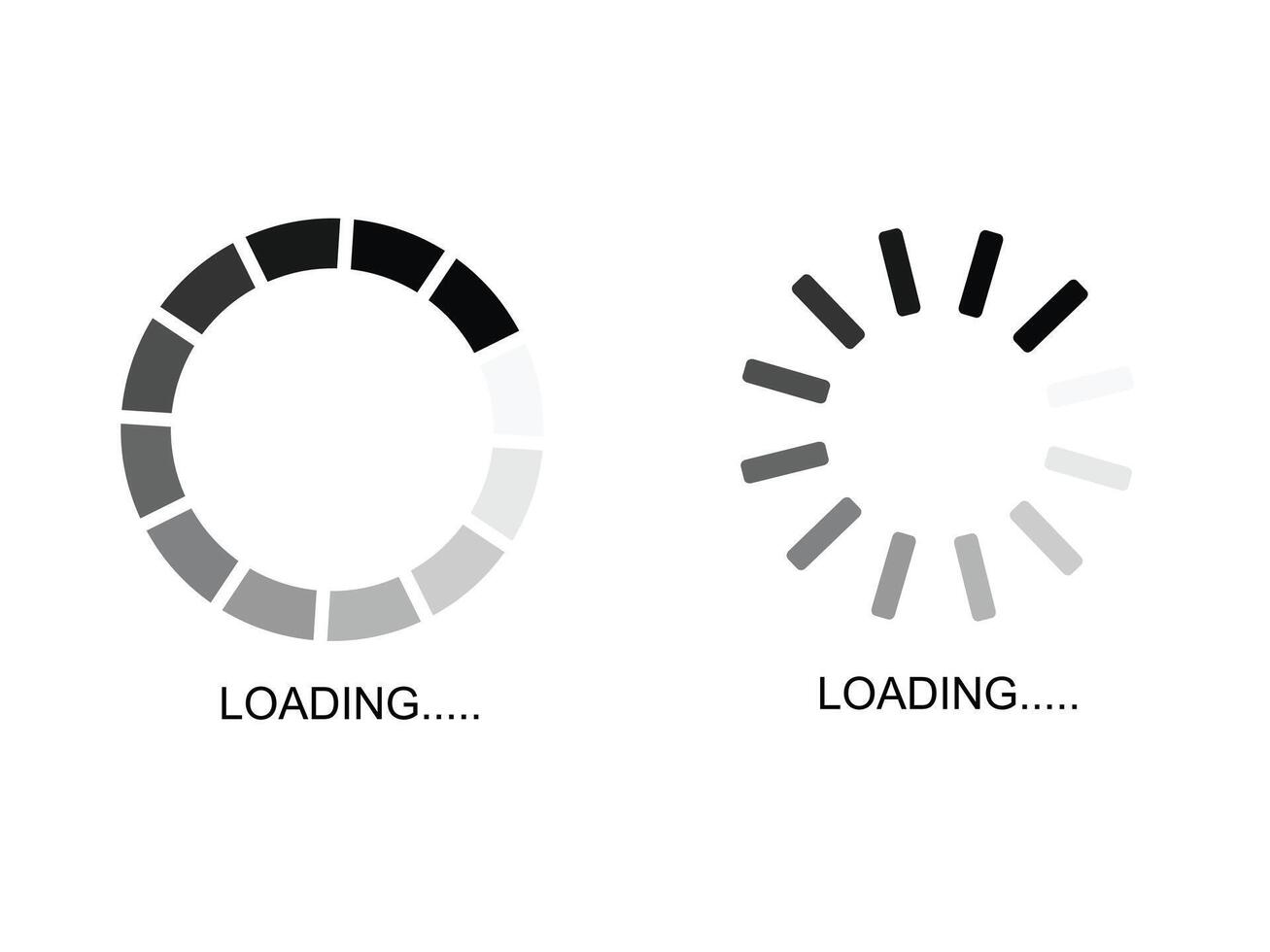 Loading icons. Error loading website. Loading Progress Round Bars white background vector